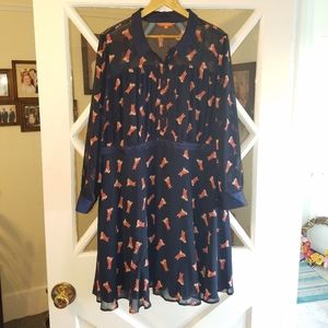 Fox Print Navy Dress